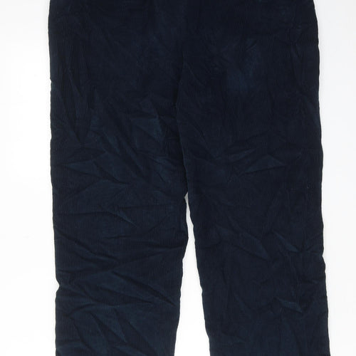 Marks and Spencer Mens Blue Cotton Trousers Size 36 in L31 in Regular Zip