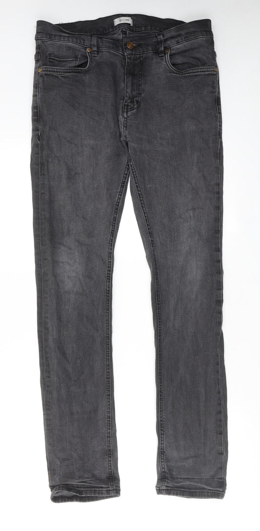 Kiomi Womens Grey Cotton Skinny Jeans Size 32 in L32 in Regular Zip