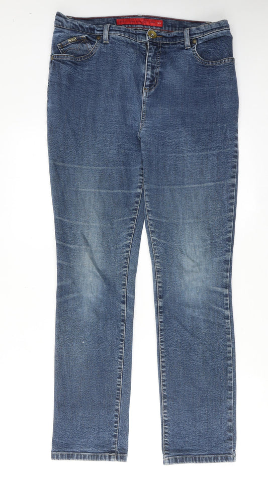 Per Una Womens Blue Cotton Skinny Jeans Size 14 Regular Zip