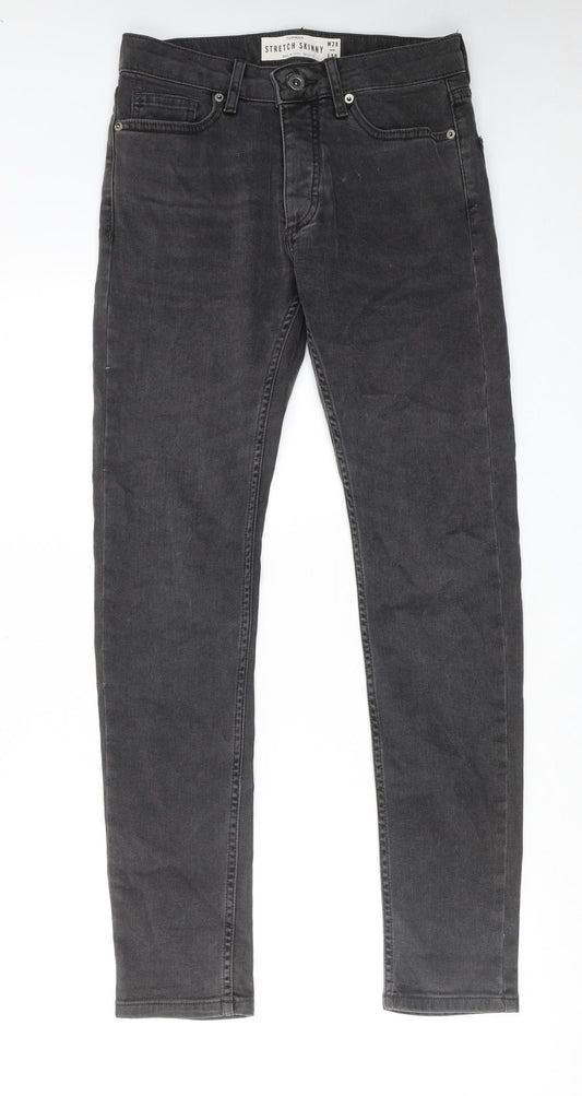 Topman Mens Grey Cotton Skinny Jeans Size 28 in L30 in Regular Button