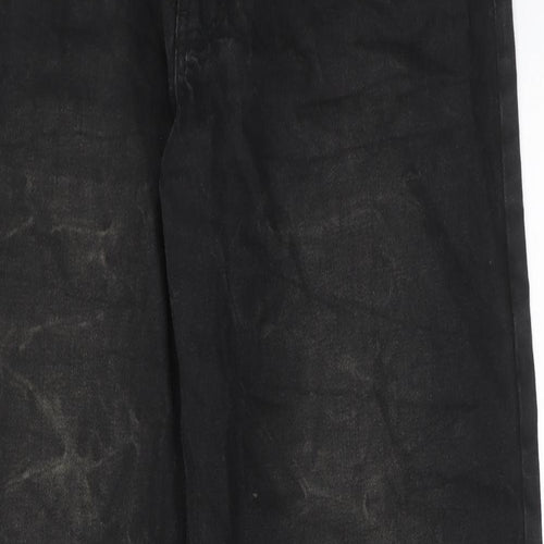 Boohoo Mens Black Cotton Straight Jeans Size 32 in Relaxed Zip