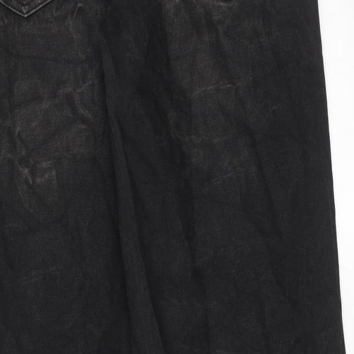 Boohoo Mens Black Cotton Straight Jeans Size 32 in Relaxed Zip