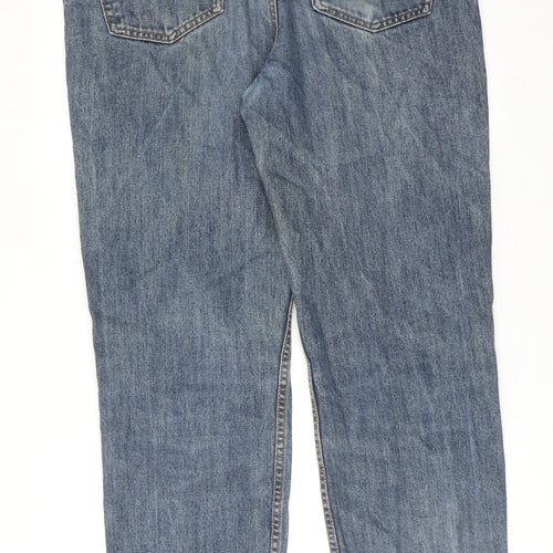 Lands' End Mens Blue Cotton Straight Jeans Size 36 in Regular Zip