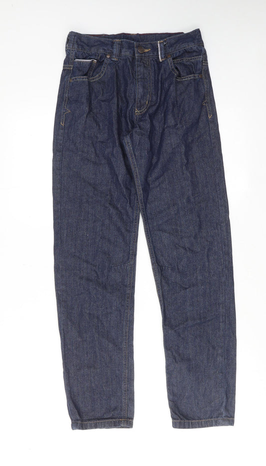 George Boys Blue Cotton Straight Jeans Size 11-12 Years Regular Zip