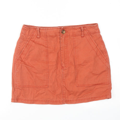 FOREVER 21 Womens Orange Cotton Mini Skirt Size M Zip
