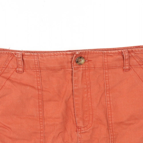 FOREVER 21 Womens Orange Cotton Mini Skirt Size M Zip