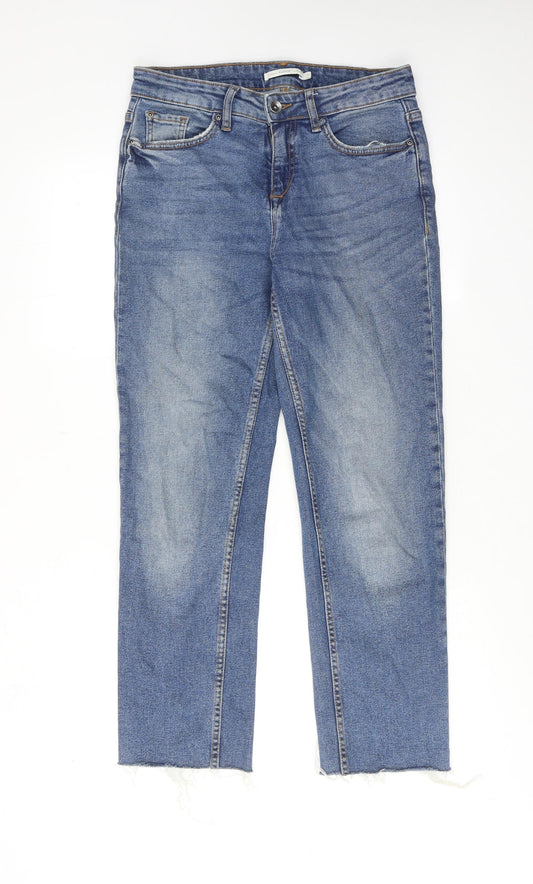 b.young Womens Blue Cotton Straight Jeans Size 27 in Regular Zip - Frayed Hem