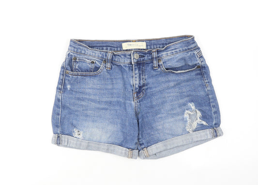 Gap Womens Blue Cotton Mom Shorts Size 25 in Regular Zip - Distressed look