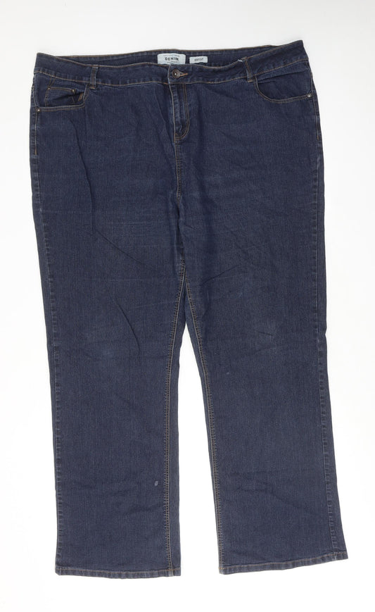 New Look Womens Blue Cotton Bootcut Jeans Size 24 Regular Zip