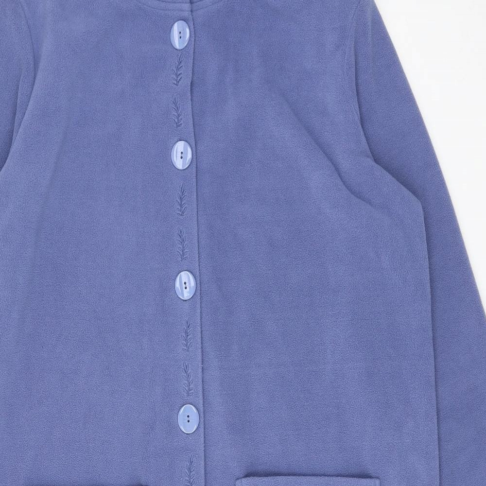Damart Womens Purple Solid Polyester Kimono Robe Size M Button