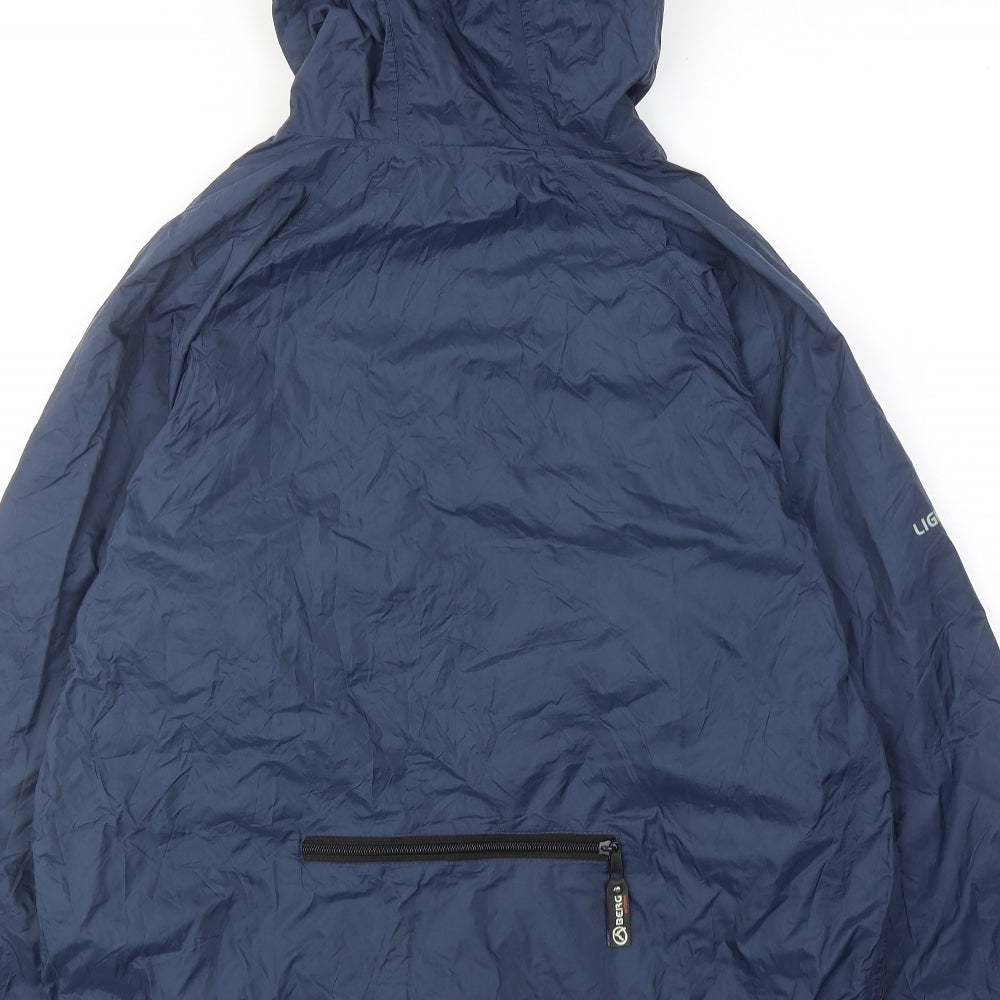 Berg Mens Blue Windbreaker Jacket Size S Zip