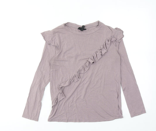 Topshop Womens Purple Viscose Basic T-Shirt Size 6 Round Neck