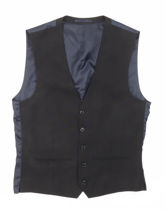 NEXT Mens Black Polyester Jacket Suit Waistcoat Size 38 Regular