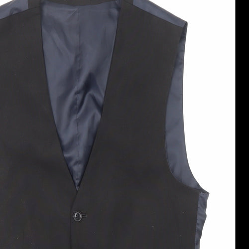 NEXT Mens Black Polyester Jacket Suit Waistcoat Size 38 Regular