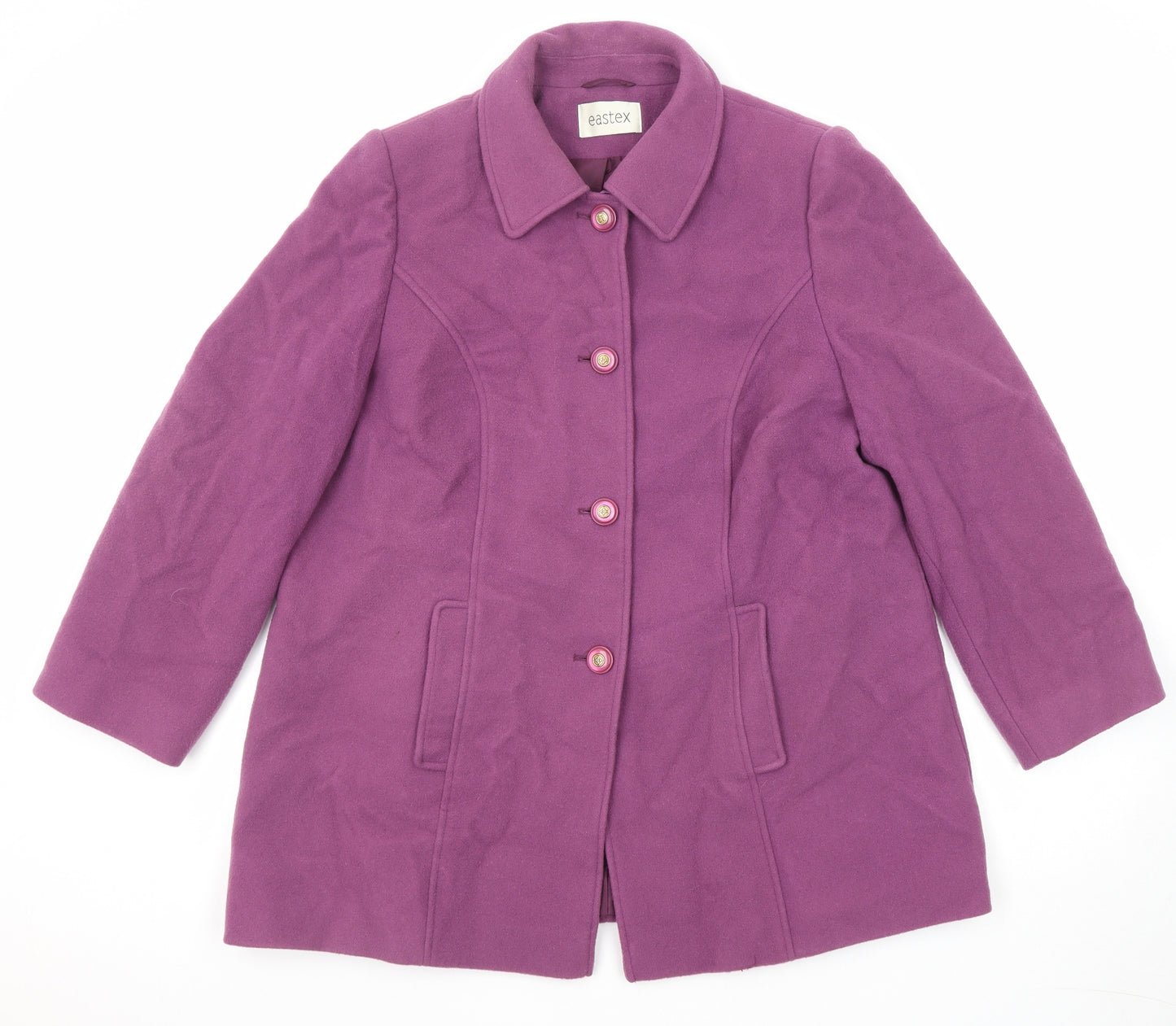 Eastex Womens Purple Pea Coat Coat Size 14 Button