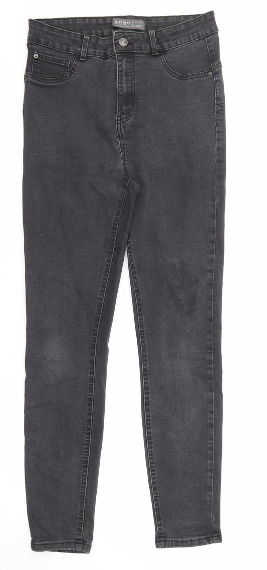 Denim & Co. Womens Grey Cotton Skinny Jeans Size 14 Regular Zip