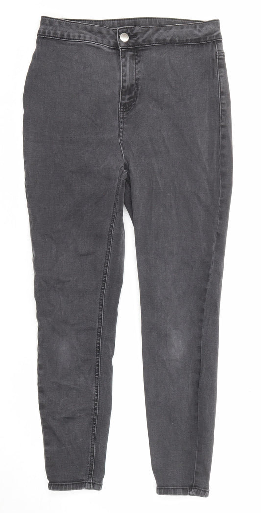 TU Womens Grey Cotton Skinny Jeans Size 12 Regular Zip
