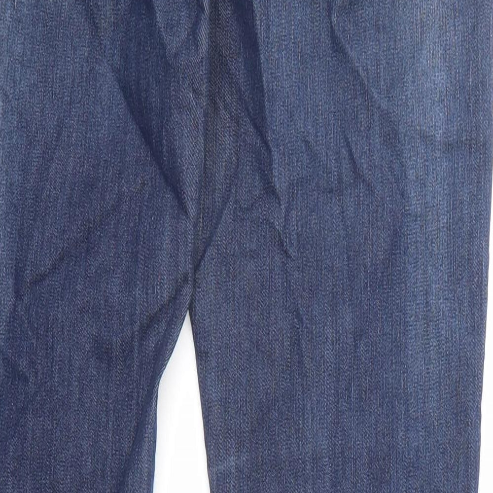 NEXT Womens Blue Cotton Bootcut Jeans Size 12 Regular Zip - Frayed Hem