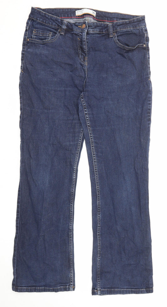 NEXT Womens Blue Cotton Bootcut Jeans Size 16 Regular Zip