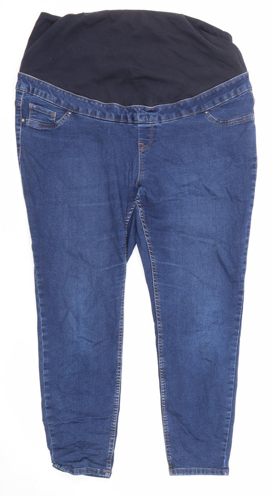 New Look Womens Blue Cotton Skinny Jeans Size 16 Regular Zip