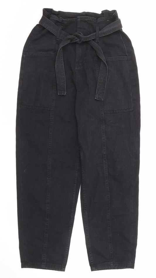 Denim & Co. Womens Black Cotton Tapered Jeans Size 8 Regular Zip