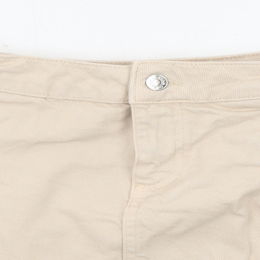 Denim & Co. Womens Beige Cotton Mini Skirt Size 10 Zip