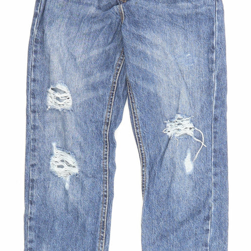 NEXT Girls Blue Cotton Straight Jeans Size 11 Years Regular Zip - Distressed