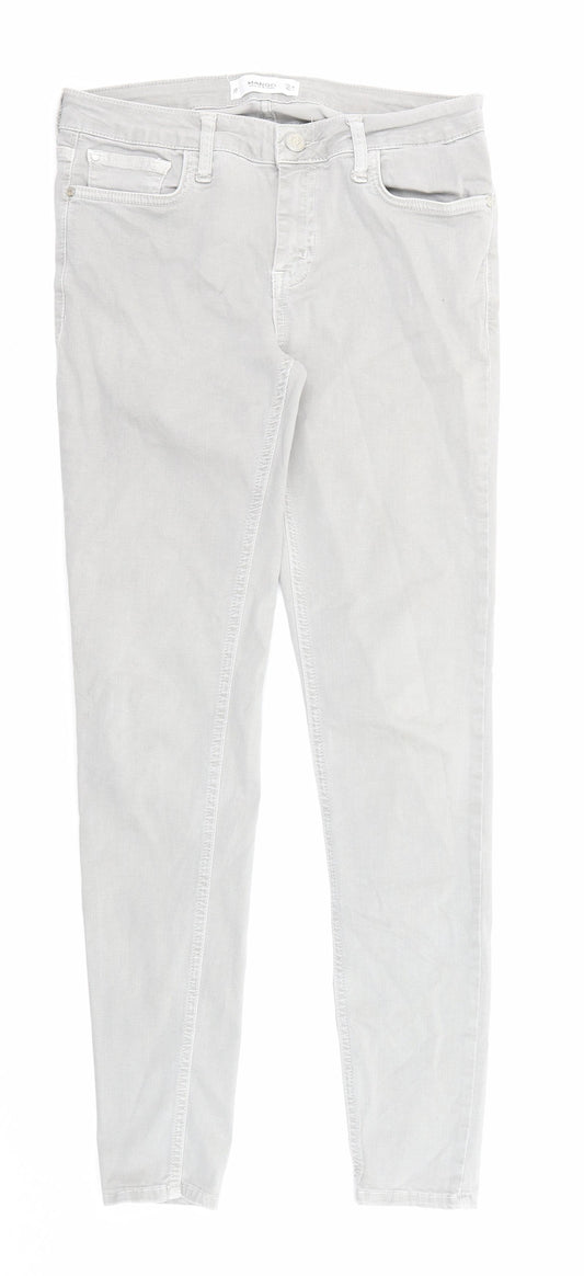 Mango Womens Grey Cotton Skinny Jeans Size 10 Regular Zip