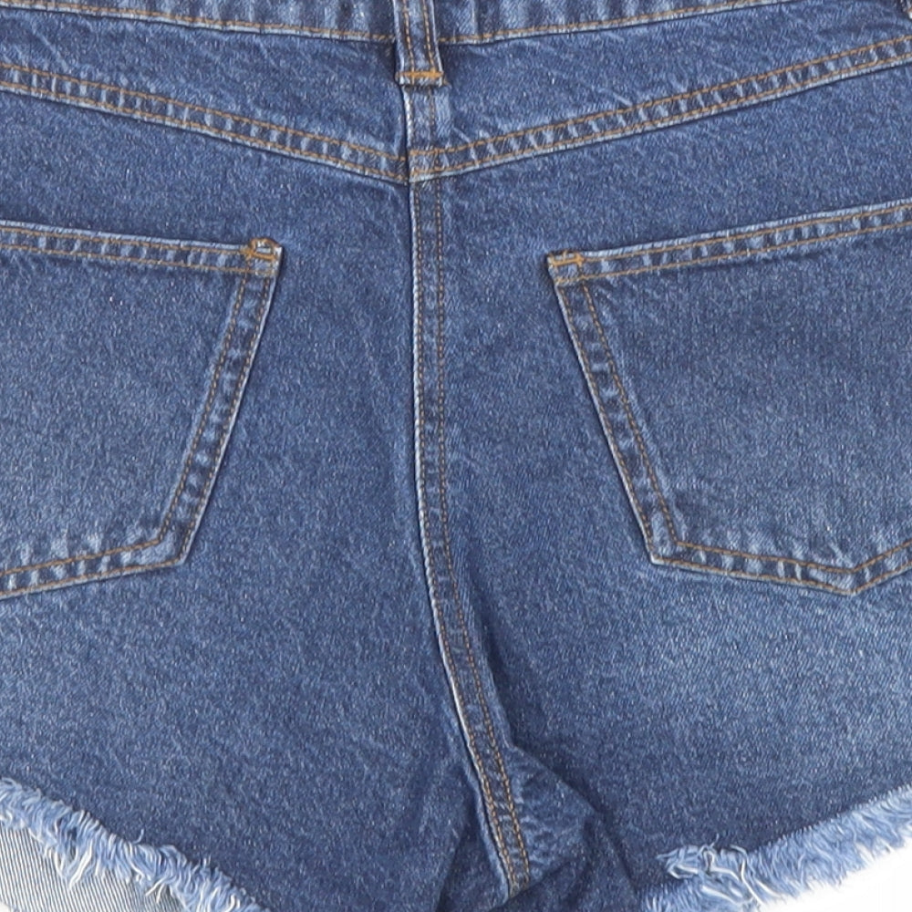 Papaya Womens Blue Cotton Cut-Off Shorts Size 10 Regular Zip
