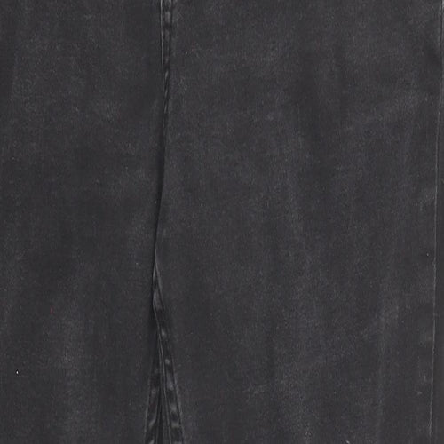 F&F Womens Black Cotton Straight Jeans Size 12 Regular Zip