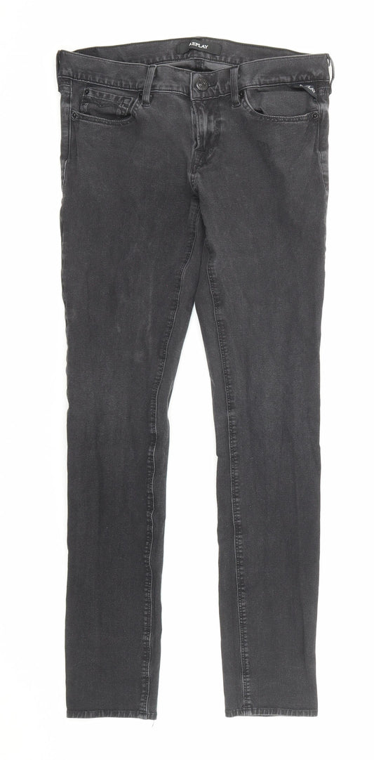 Replay Womens Black Cotton Skinny Jeans Size 28 in L32 in Regular Zip