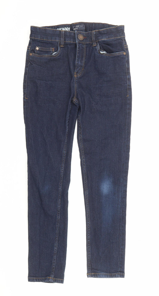 NEXT Boys Blue Cotton Skinny Jeans Size 11 Years Regular Zip