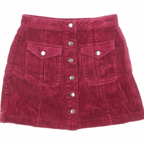 FOREVER 21 Womens Pink Cotton Mini Skirt Size M Button