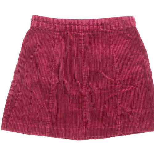 FOREVER 21 Womens Pink Cotton Mini Skirt Size M Button