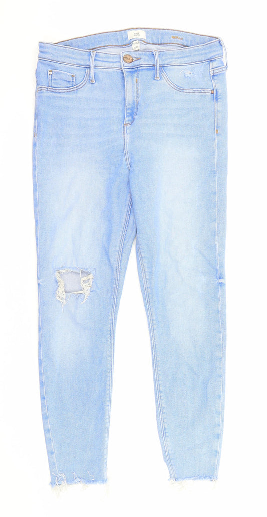 River Island Womens Blue Cotton Skinny Jeans Size 14 Regular Zip