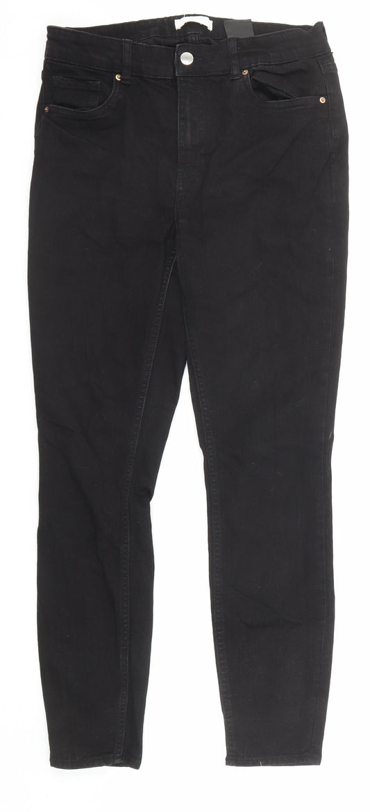 H&M Womens Black Cotton Skinny Jeans Size 28 in Regular Zip