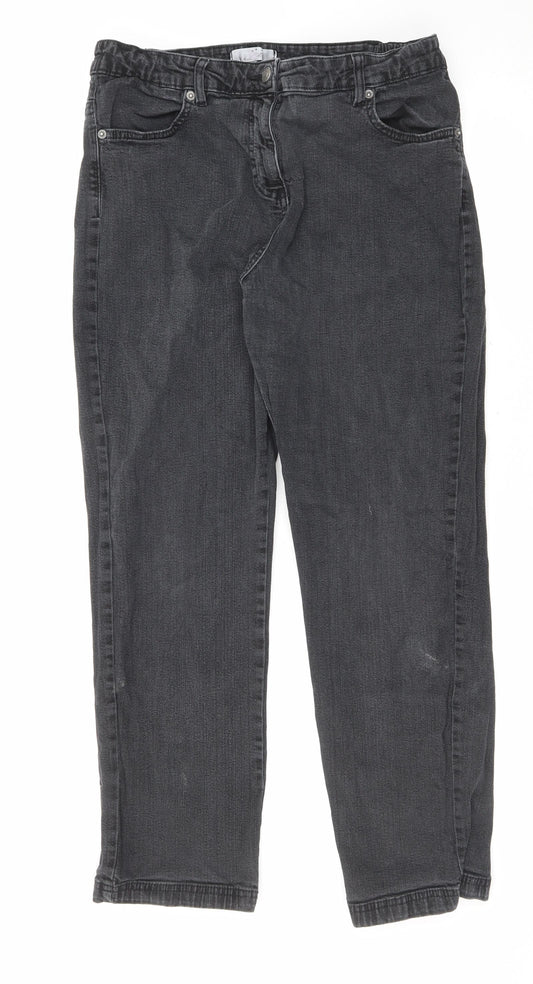 Julipa Womens Black Cotton Straight Jeans Size 16 Regular Zip