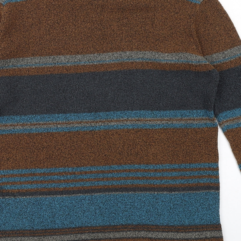 House of Fraser Womens Multicoloured Roll Neck Striped Viscose Pullover Jumper Size M