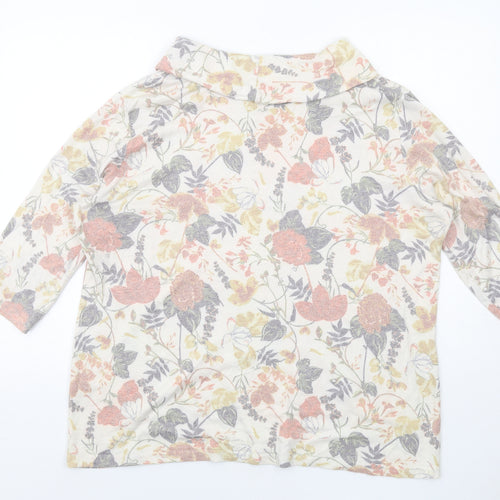 EWM Womens Multicoloured Roll Neck Floral Viscose Pullover Jumper Size 22