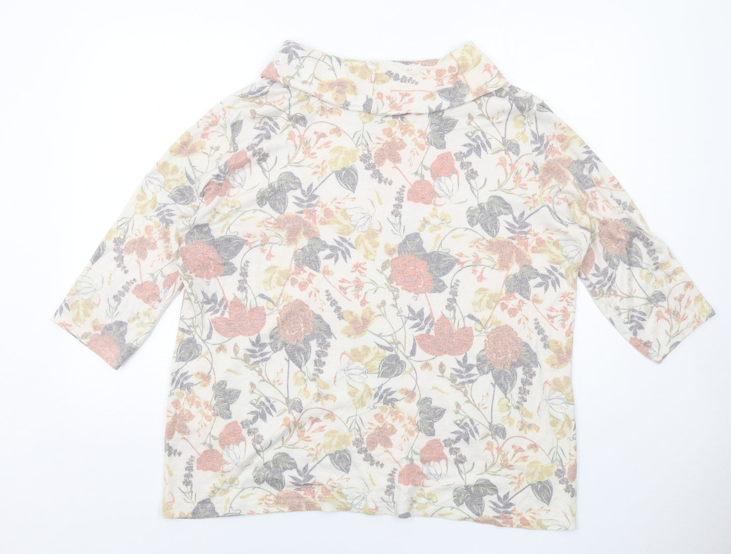 EWM Womens Multicoloured Roll Neck Floral Viscose Pullover Jumper Size 22