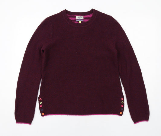 Heyton Womens Purple Round Neck Wool Pullover Jumper Size 10