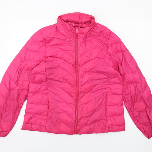 Marks and Spencer Womens Pink Quilted Jacket Size 16 Zip