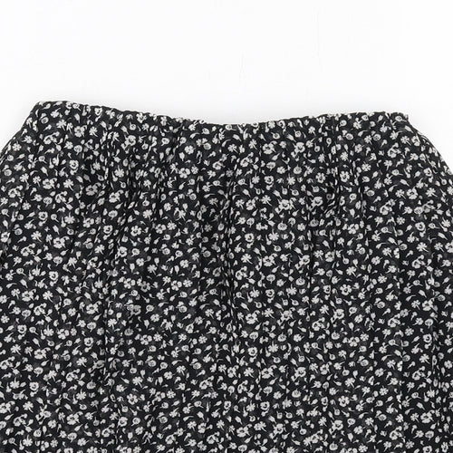Hollister Womens Black Floral Polyester Swing Skirt Size XS