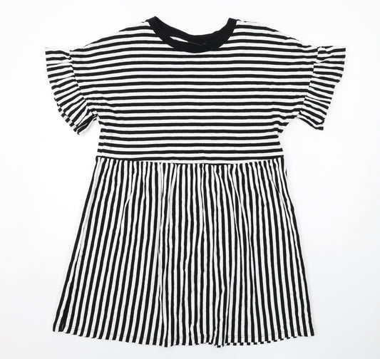 River Island Womens Black Striped Cotton T-Shirt Dress Size 12 Crew Neck Pullover