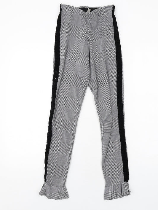 ASOS Womens Grey Plaid Polyester Trousers Size 4 Regular