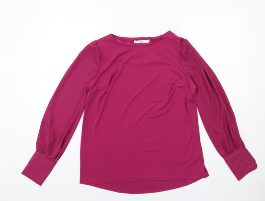 NEXT Womens Pink Polyester Basic Blouse Size 12 Boat Neck