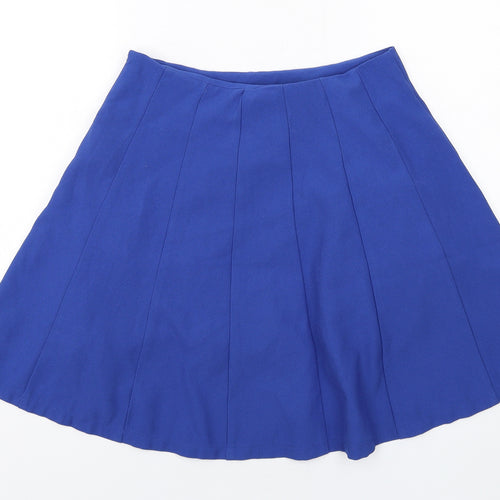 Louche Womens Blue Geometric Polyester Swing Skirt Size 10 Zip