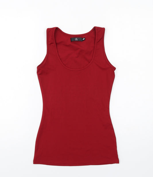 Missguided Womens Red Polyester Basic Tank Size 4 Scoop Neck