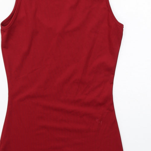 Missguided Womens Red Polyester Basic Tank Size 4 Scoop Neck