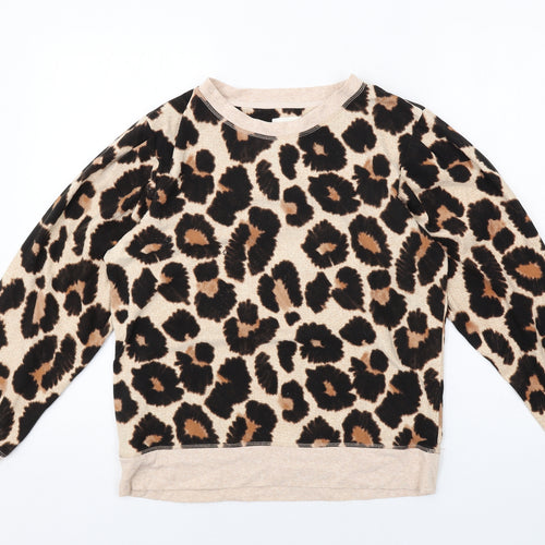 NEXT Womens Beige Animal Print Polyester Pullover Sweatshirt Size M Pullover - Leopard pattern